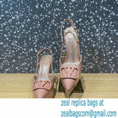 Valentino Heel 10.3cm Platform 2cm VLogo Signature Slingback Pumps Patent Nude 2023