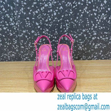 Valentino Heel 10.3cm Platform 2cm VLogo Signature Slingback Pumps Patent Pink 2023