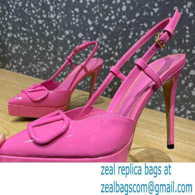 Valentino Heel 10.3cm Platform 2cm VLogo Signature Slingback Pumps Patent Pink 2023