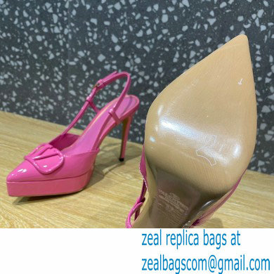 Valentino Heel 10.3cm Platform 2cm VLogo Signature Slingback Pumps Patent Pink 2023