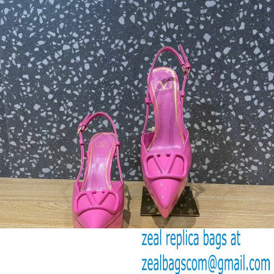 Valentino Heel 10.3cm Platform 2cm VLogo Signature Slingback Pumps Patent Pink 2023