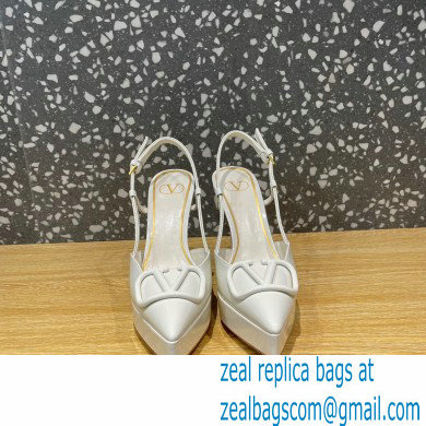 Valentino Heel 10.3cm Platform 2cm VLogo Signature Slingback Pumps Patent White 2023