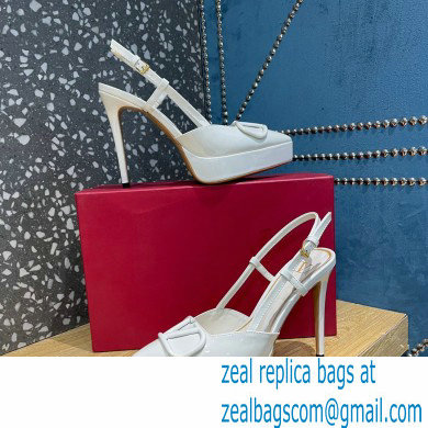 Valentino Heel 10.3cm Platform 2cm VLogo Signature Slingback Pumps Patent White 2023