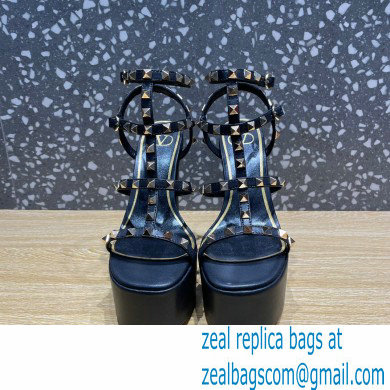 Valentino Heel 15cm Platform 6cm ROCKSTUD Sandals Leather Black 2023