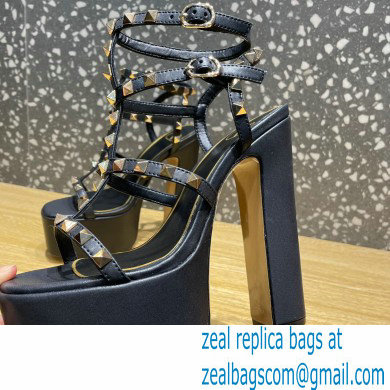 Valentino Heel 15cm Platform 6cm ROCKSTUD Sandals Leather Black 2023
