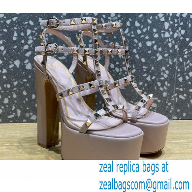 Valentino Heel 15cm Platform 6cm ROCKSTUD Sandals Leather Nude 2023