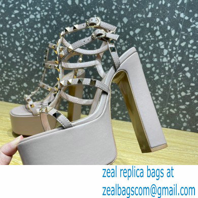 Valentino Heel 15cm Platform 6cm ROCKSTUD Sandals Leather Nude 2023