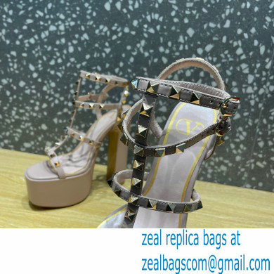 Valentino Heel 15cm Platform 6cm ROCKSTUD Sandals Leather Nude 2023