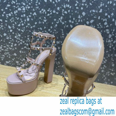 Valentino Heel 15cm Platform 6cm ROCKSTUD Sandals Leather Nude 2023