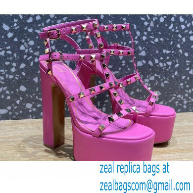 Valentino Heel 15cm Platform 6cm ROCKSTUD Sandals Leather Pink 2023