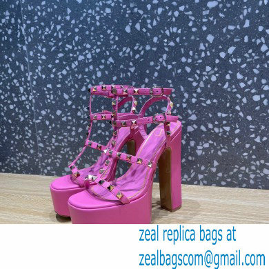 Valentino Heel 15cm Platform 6cm ROCKSTUD Sandals Leather Pink 2023