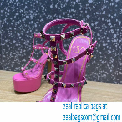 Valentino Heel 15cm Platform 6cm ROCKSTUD Sandals Leather Pink 2023