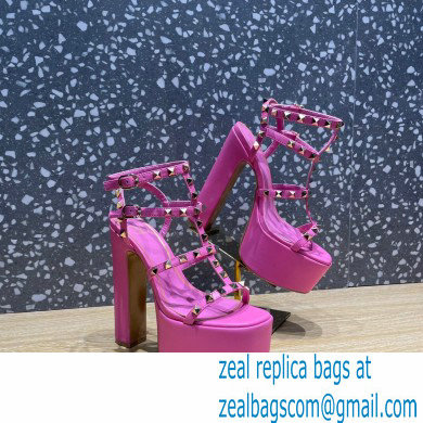 Valentino Heel 15cm Platform 6cm ROCKSTUD Sandals Leather Pink 2023