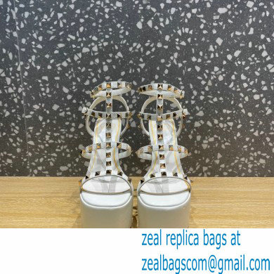 Valentino Heel 15cm Platform 6cm ROCKSTUD Sandals Leather White 2023