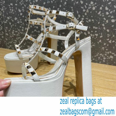 Valentino Heel 15cm Platform 6cm ROCKSTUD Sandals Leather White 2023