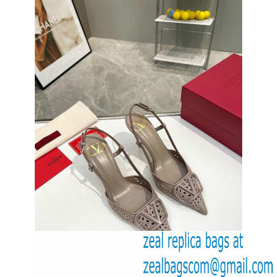 Valentino Heel 8.5cm VLogo Signature Slingback Pumps Hole Gray 2023