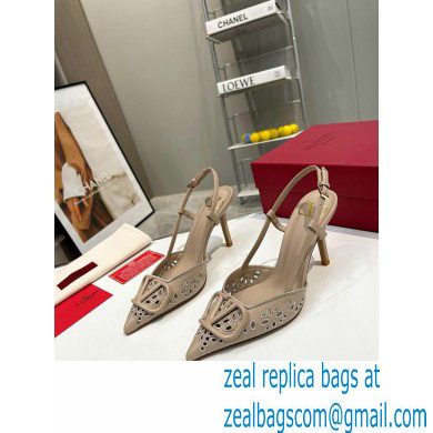 Valentino Heel 8.5cm VLogo Signature Slingback Pumps Hole Nude 2023