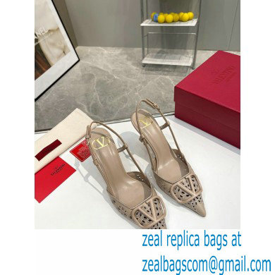 Valentino Heel 8.5cm VLogo Signature Slingback Pumps Hole Nude 2023