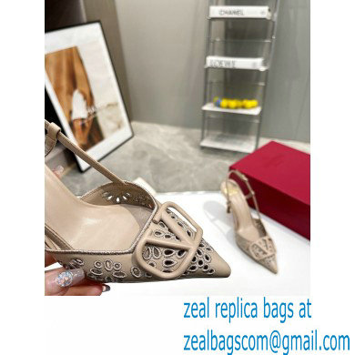 Valentino Heel 8.5cm VLogo Signature Slingback Pumps Hole Nude 2023