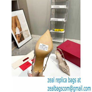 Valentino Heel 8.5cm VLogo Signature Slingback Pumps Hole Nude 2023