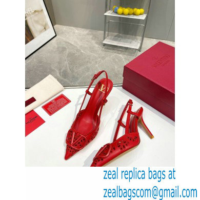 Valentino Heel 8.5cm VLogo Signature Slingback Pumps Hole Red 2023