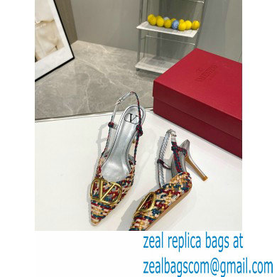 Valentino Heel 8.5cm VLogo Signature Slingback Pumps Woven Multicolor 2023