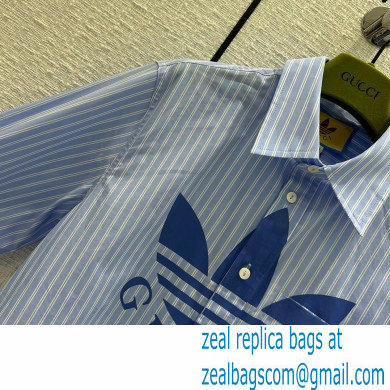 adidas x Gucci striped cotton shirt 719889 BLUE 2023 - Click Image to Close