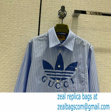 adidas x Gucci striped cotton shirt 719889 BLUE 2023