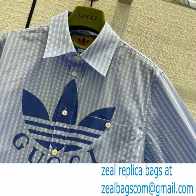 adidas x Gucci striped cotton shirt 719889 BLUE 2023 - Click Image to Close