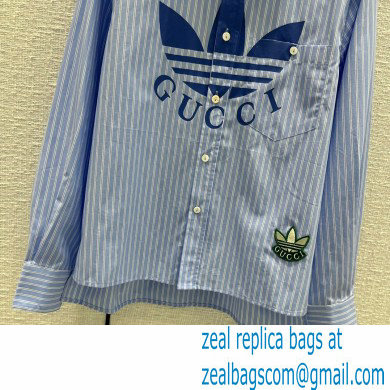 adidas x Gucci striped cotton shirt 719889 BLUE 2023