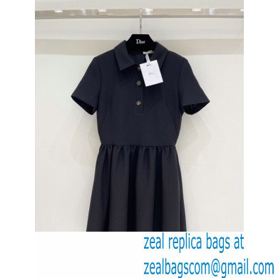 dior Black Wool and Silk Fitted Dress with 'CD' Buttons 2023