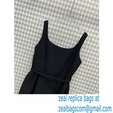 dior Black Wool and Silk Shantung Belted Mid-Length Dress 2023