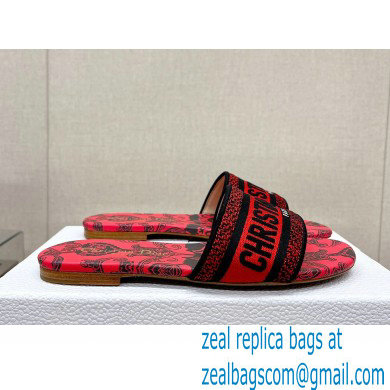 dior Black and Red Cotton with Dior Bandana Embroidery dway Slide 2023 - Click Image to Close