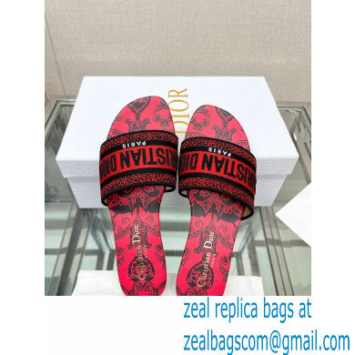 dior Black and Red Cotton with Dior Bandana Embroidery dway Slide 2023 - Click Image to Close