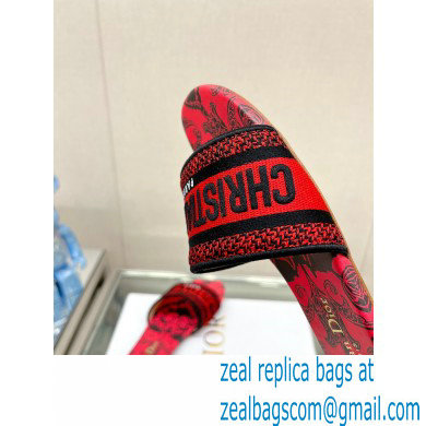 dior Black and Red Cotton with Dior Bandana Embroidery dway Slide 2023 - Click Image to Close