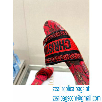 dior Black and Red Cotton with Dior Bandana Embroidery dway Slide 2023