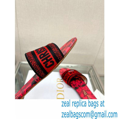 dior Black and Red Cotton with Dior Bandana Embroidery dway Slide 2023 - Click Image to Close