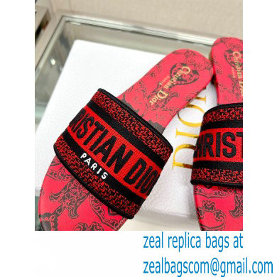 dior Black and Red Cotton with Dior Bandana Embroidery dway Slide 2023 - Click Image to Close