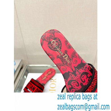 dior Black and Red Cotton with Dior Bandana Embroidery dway Slide 2023 - Click Image to Close