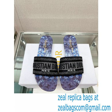 dior Blue Multicolor Cotton with Dior Jardin Magique Embroidery dway Slide 2023