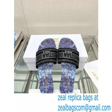 dior Blue Multicolor Cotton with Dior Jardin Magique Embroidery dway Slide 2023