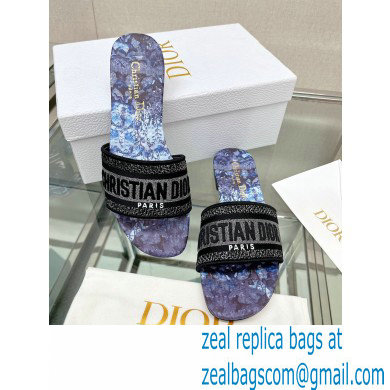 dior Blue Multicolor Cotton with Dior Jardin Magique Embroidery dway Slide 2023 - Click Image to Close