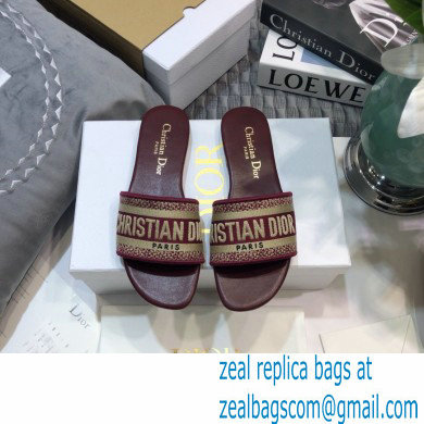 dior Burgundy Embroidered Cotton dway Slide 2023