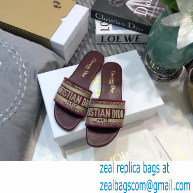 dior Burgundy Embroidered Cotton dway Slide 2023