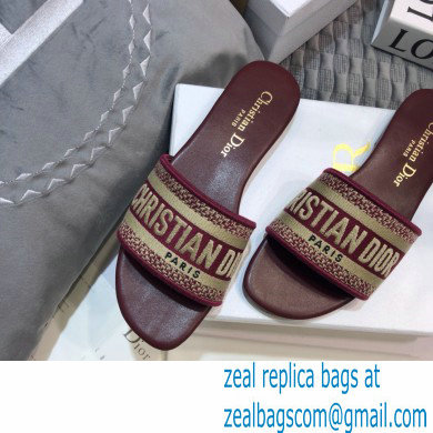 dior Burgundy Embroidered Cotton dway Slide 2023