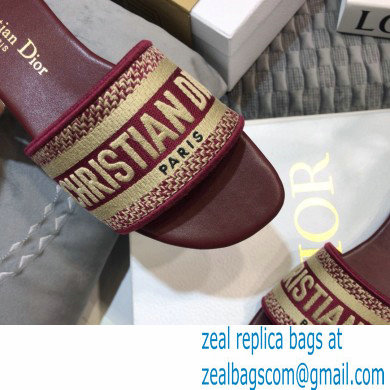 dior Burgundy Embroidered Cotton dway Slide 2023