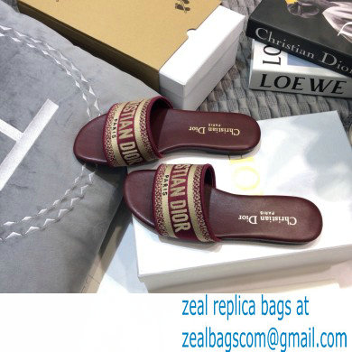 dior Burgundy Embroidered Cotton dway Slide 2023