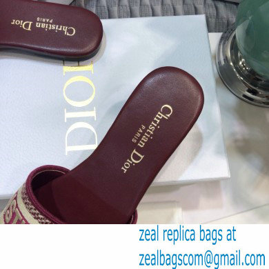 dior Burgundy Embroidered Cotton dway Slide 2023