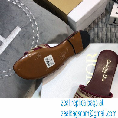 dior Burgundy Embroidered Cotton dway Slide 2023