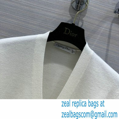 dior Ecru Ribbed Cashmere and Silk Knit Cardigan 2023